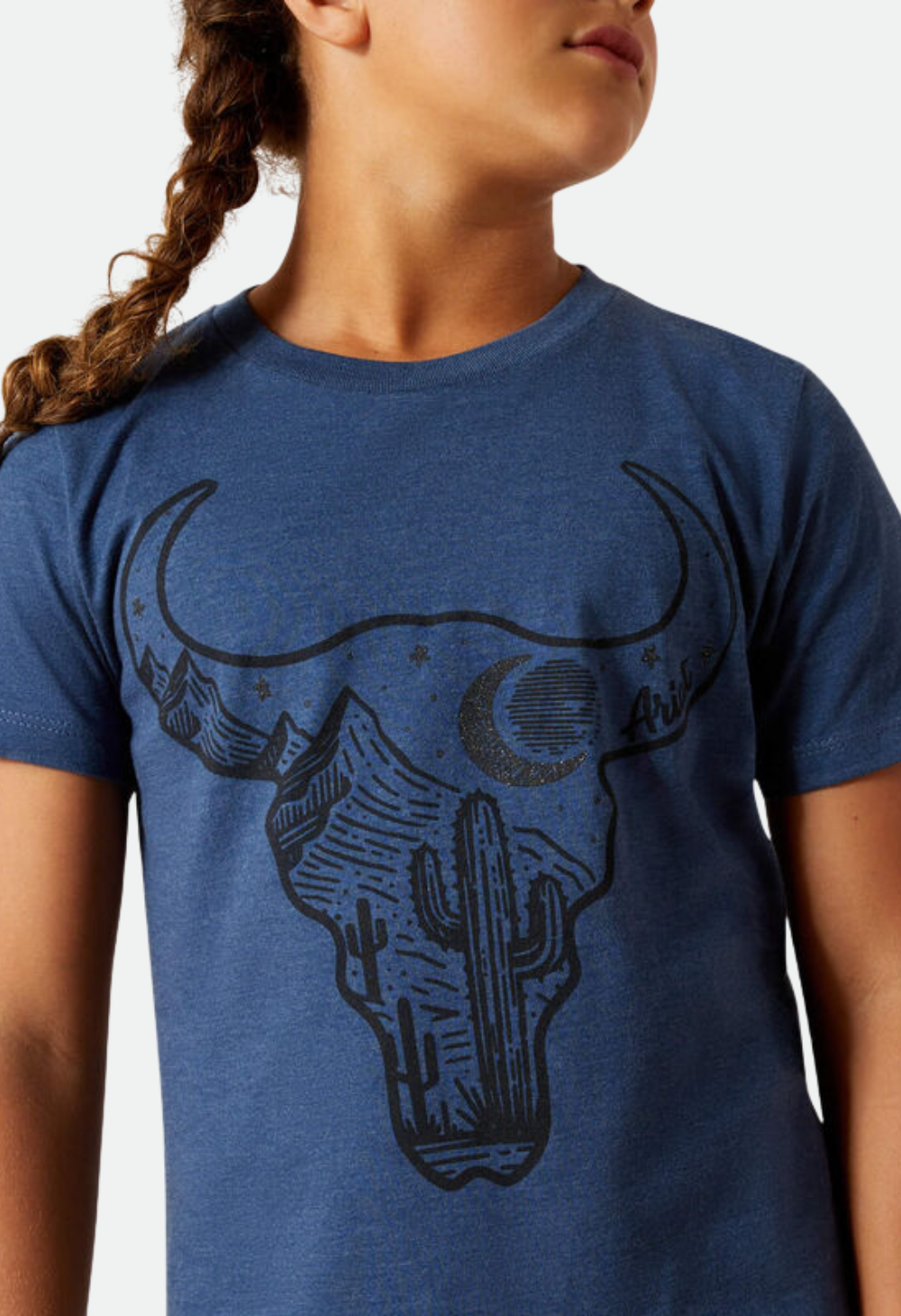 Ariat Girl's Bull Night Sky T-Shirt - NAVY HEATHER