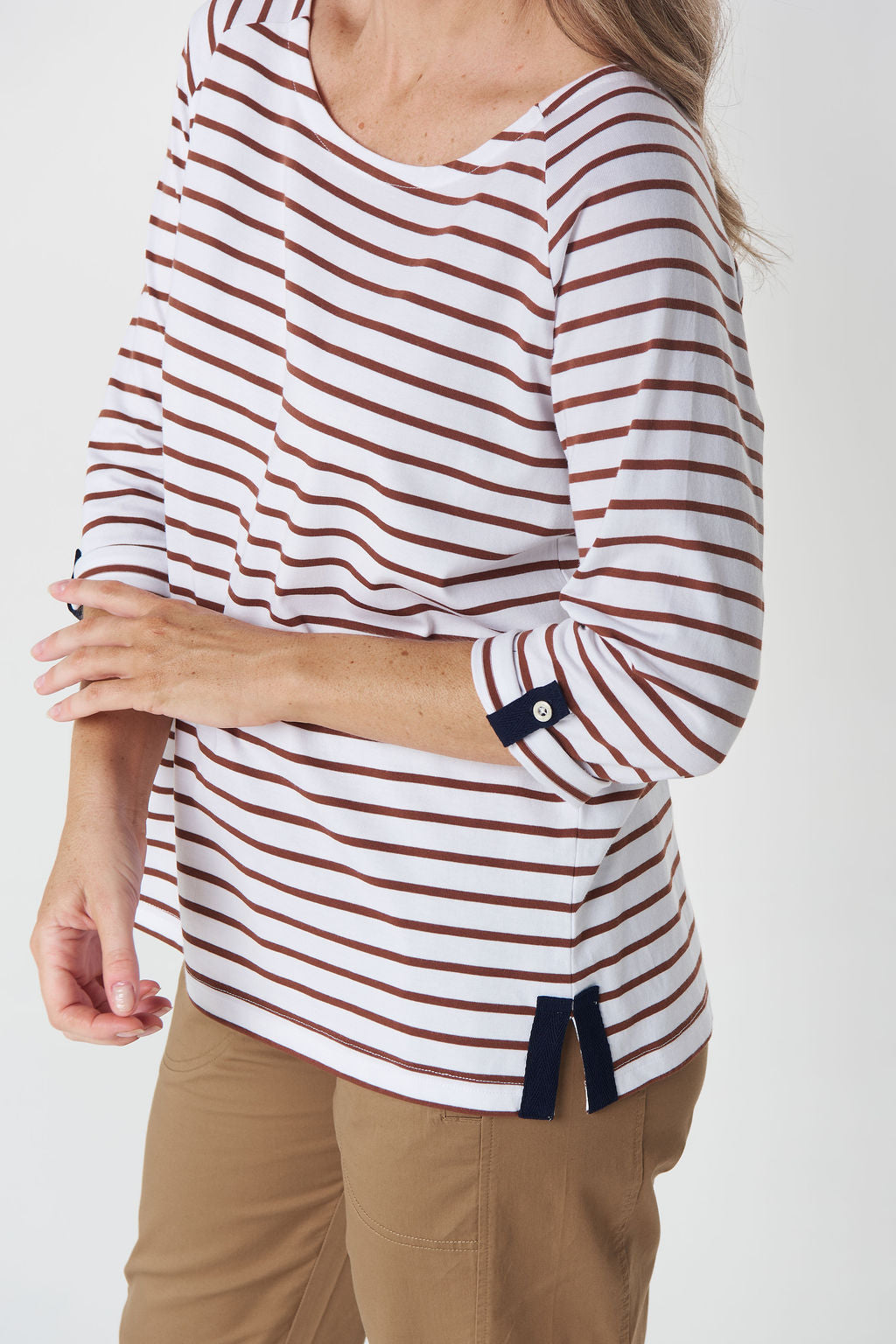 Goondiwindi Cotton Track ¾ Sleeve Stripe Cotton Jersey