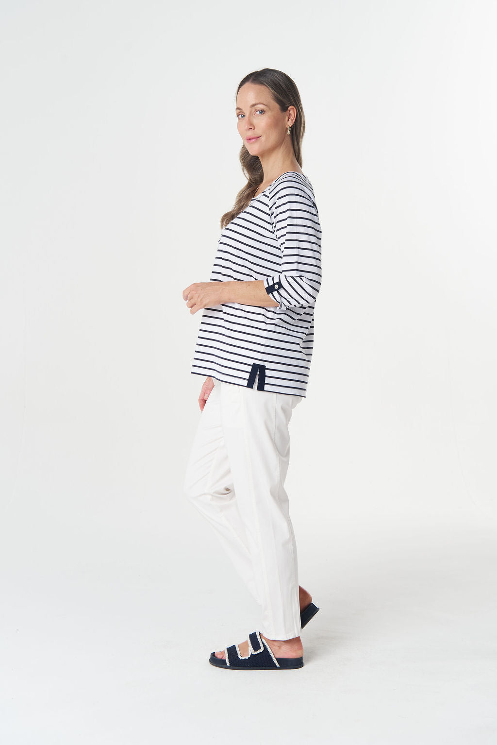 Goondiwindi Cotton Track ¾ Sleeve Stripe Cotton Jersey
