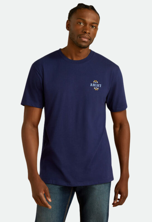 Ariat Men's Woven West T-Shirt - MEDIEVAL BLUE