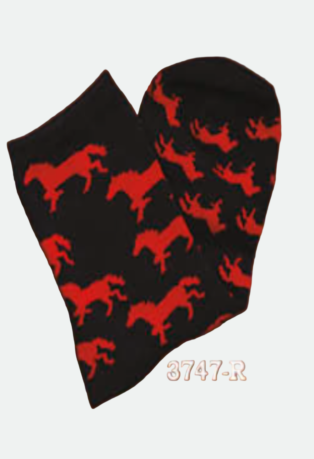 Austin Accent Adult Sock 9-11 Black w/ Red Horses