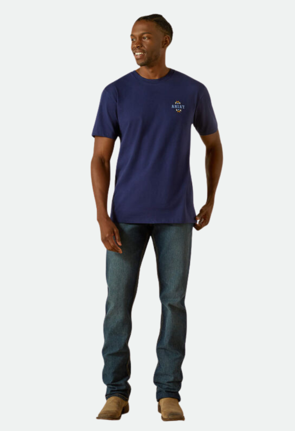 Ariat Men's Woven West T-Shirt - MEDIEVAL BLUE