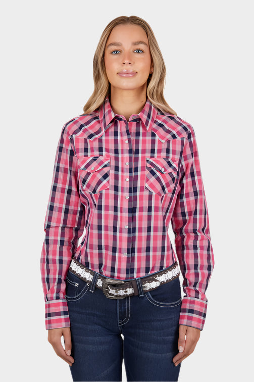 PURE WESTERN WOMENS LULU L/S SHIRT (CORAL)