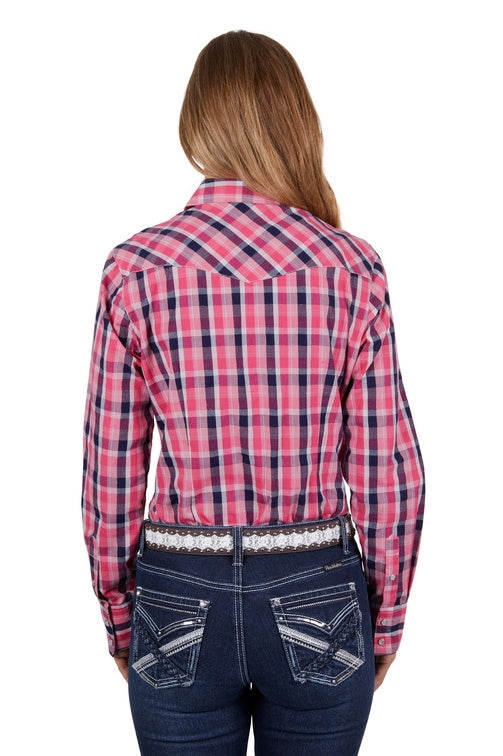 PURE WESTERN WOMENS LULU L/S SHIRT (CORAL)