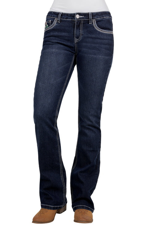 PURE WESTERN WOMENS ZOE BOOTCUT JEAN 34L (MIDNIGHT)