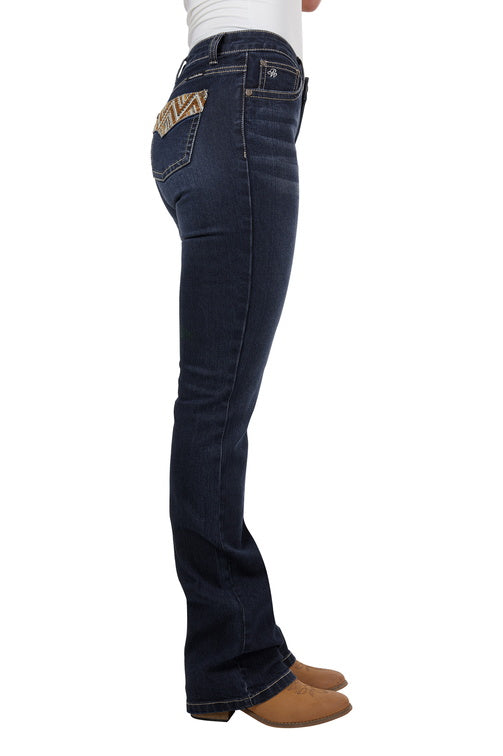PURE WESTERN WOMENS IVY RELAX RIDER JEAN 36L (MIDNIGHT)