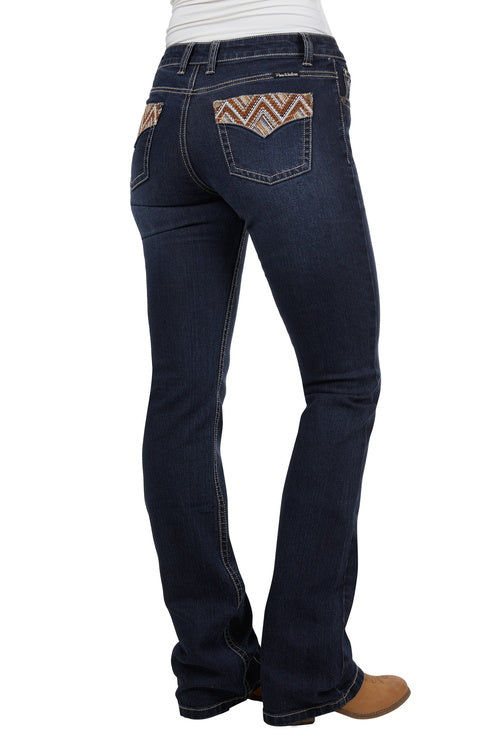 PURE WESTERN WOMENS IVY RELAX RIDER JEAN 36L (MIDNIGHT)