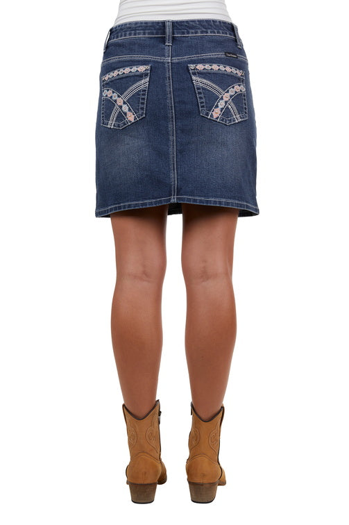 PURE WESTERN WOMENS DAVINA DENIM SKIRT (INDIGO)
