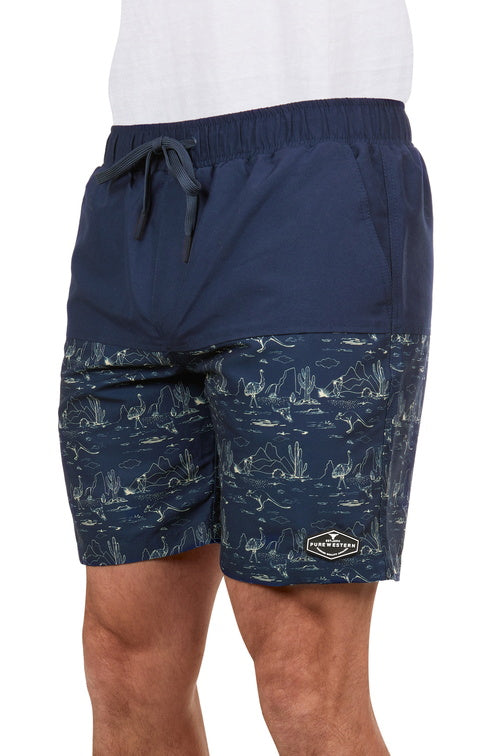 PURE WESTERN MENS DREW BOARDSHORT (NAVY/TAN)