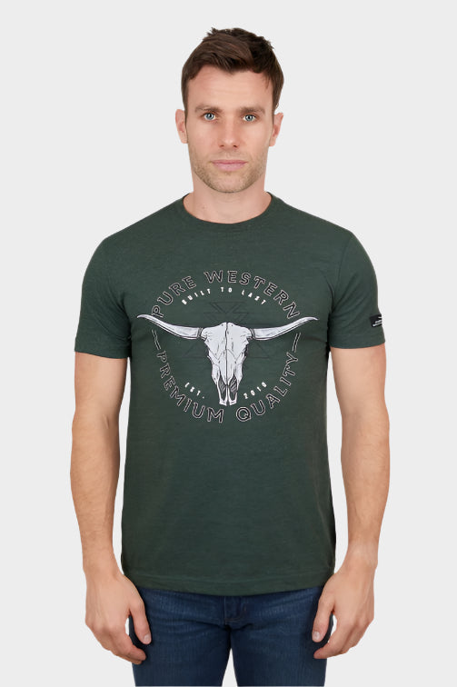 PURE WESTERN MENS ENZO S/S TEE (GREEN MARLE)