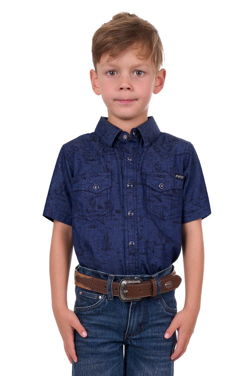 PURE WESTERN BOYS DREW SS SHIRT (DENIM)