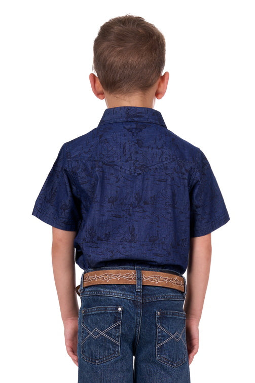 PURE WESTERN BOYS DREW SS SHIRT (DENIM)