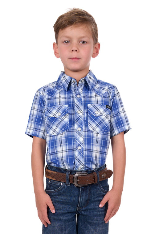 PURE WESTERN BOYS MARK SS SHIRT (ROYAL)