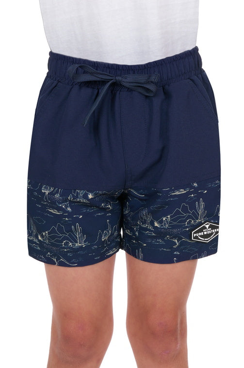PURE WESTERN BOYS DREW BOARDSHORT (NAVY/TAN)
