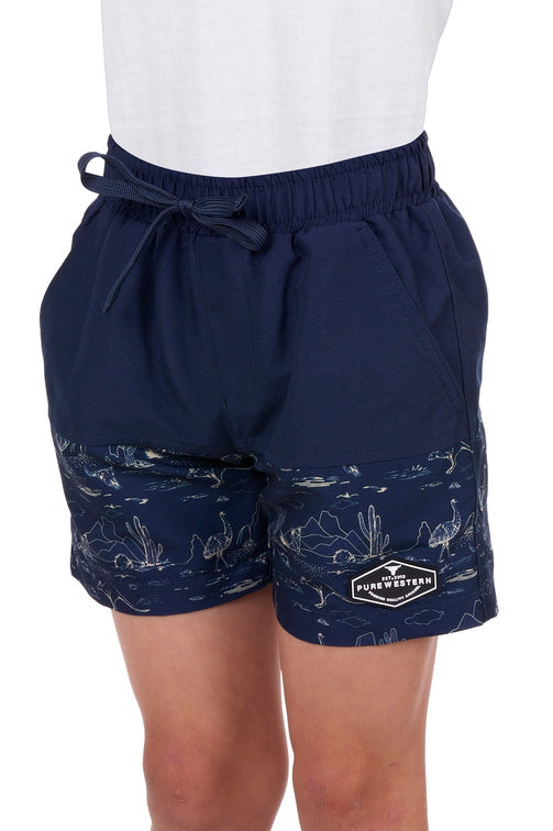 PURE WESTERN BOYS DREW BOARDSHORT (NAVY/TAN)