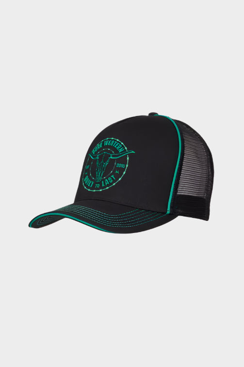 PURE WESTERN MENS WALKER HIGH PROFILE CAP (BLACK)