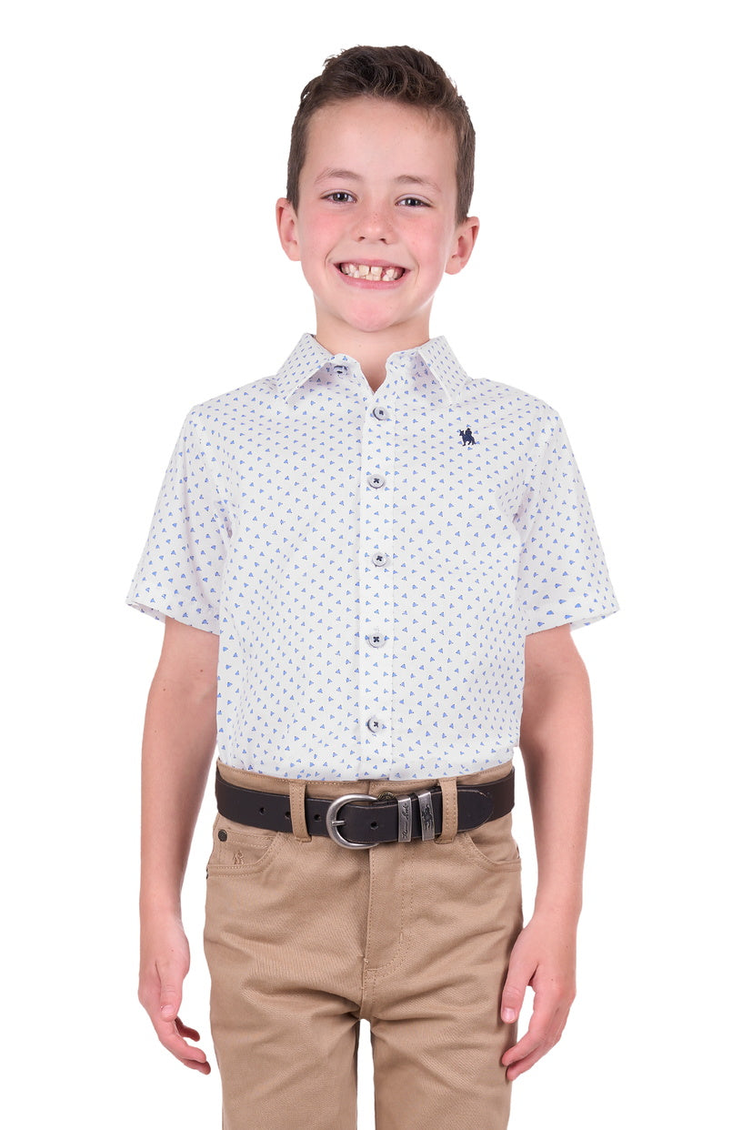 THOMAS COOK BOYS JUDE S/S SHIRT (WHITE/ROYAL)
