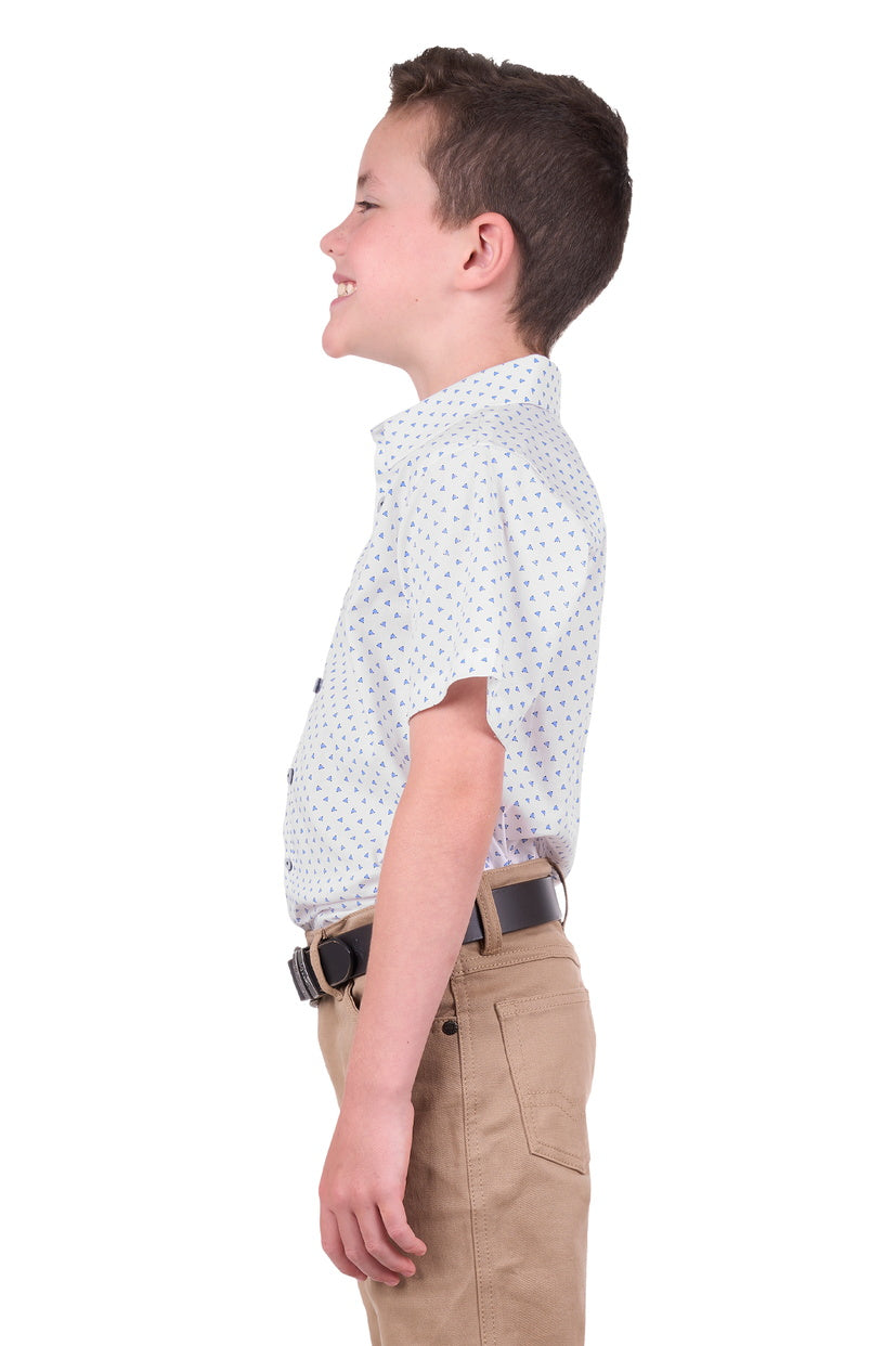 THOMAS COOK BOYS JUDE S/S SHIRT (WHITE/ROYAL)
