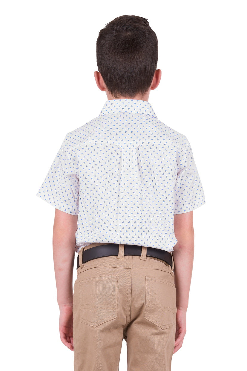 THOMAS COOK BOYS JUDE S/S SHIRT (WHITE/ROYAL)