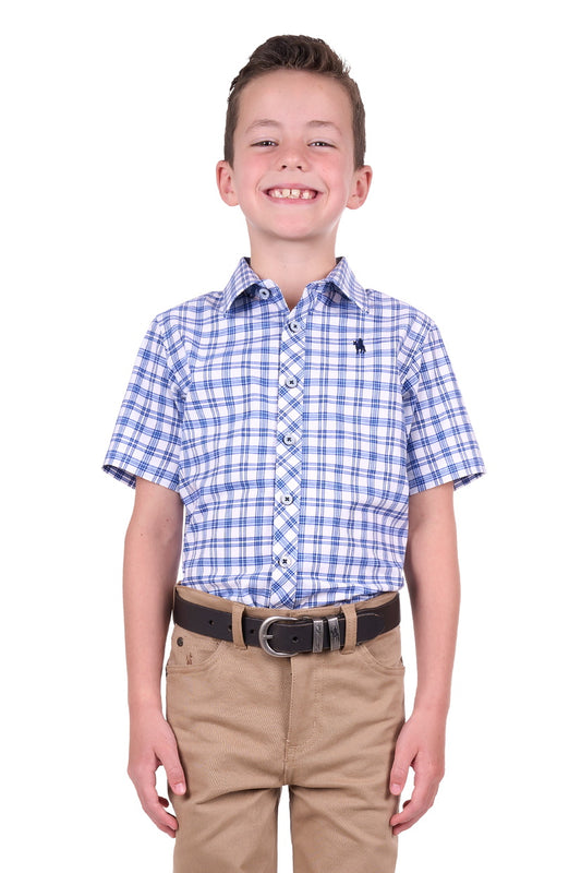THOMAS COOK BOYS ALDO S/S SHIRT (WHITE/ROYAL)