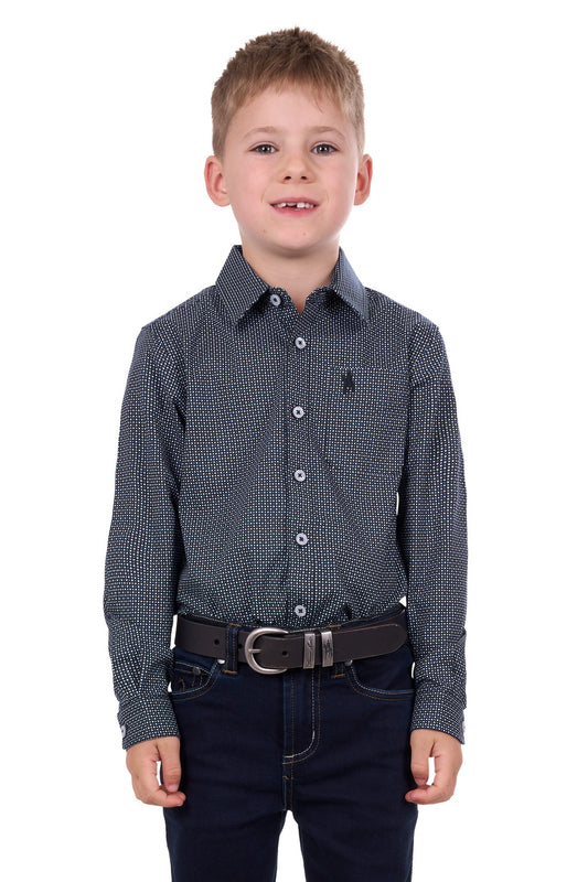 THOMAS COOK BOYS CADE 1PKT L/S SHIRT (NAVY/BLUE)