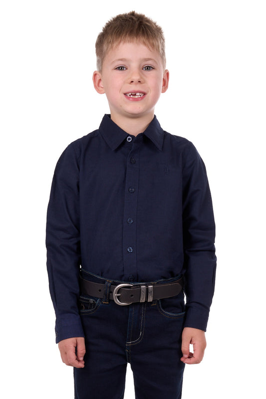 THOMAS COOK BOYS LINEN L/S SHIRT (NAVY)