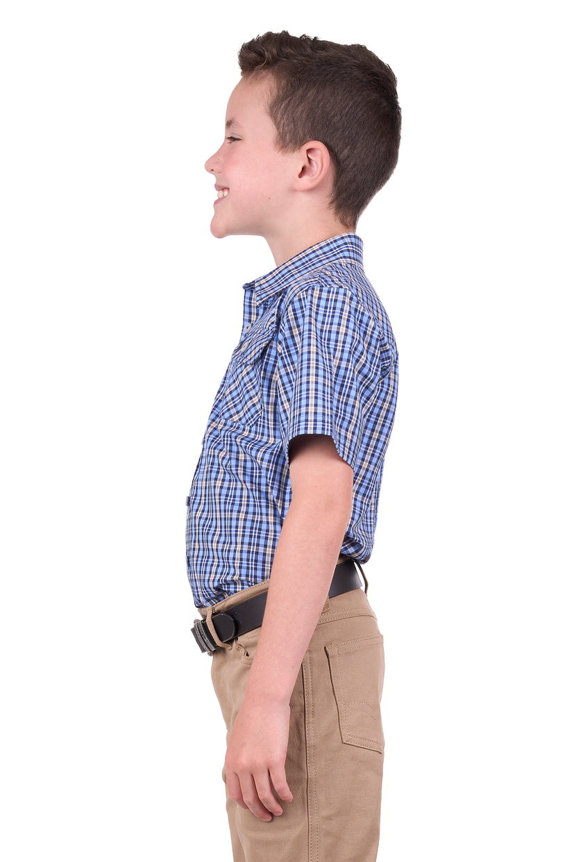THOMAS COOK BOYS GUS 2PKT S/S SHIRT (NAVY/TAN)
