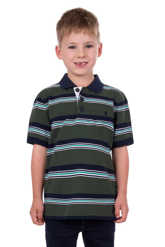 THOMAS COOK BOYS AXEL 1PKT S/S POLO (DARK GREEN/NAVY)