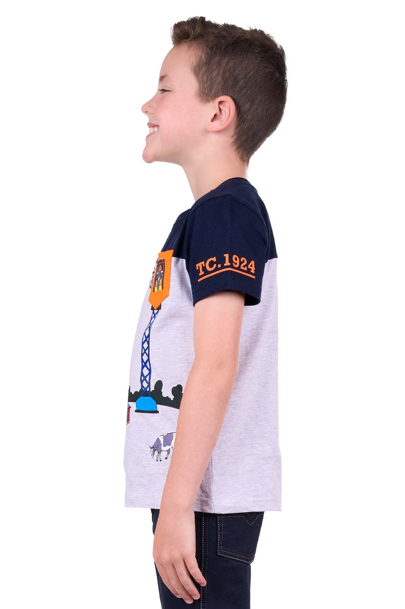 THOMAS COOK BOYS RILEY 1PKT HENLEY S/S TEE (NAVY/GREY MARLE)