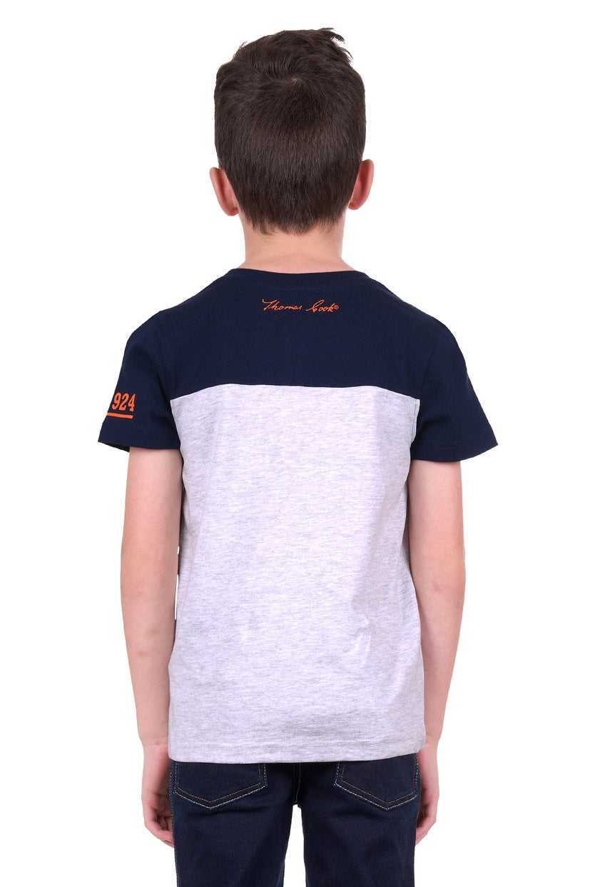 THOMAS COOK BOYS RILEY 1PKT HENLEY S/S TEE (NAVY/GREY MARLE)