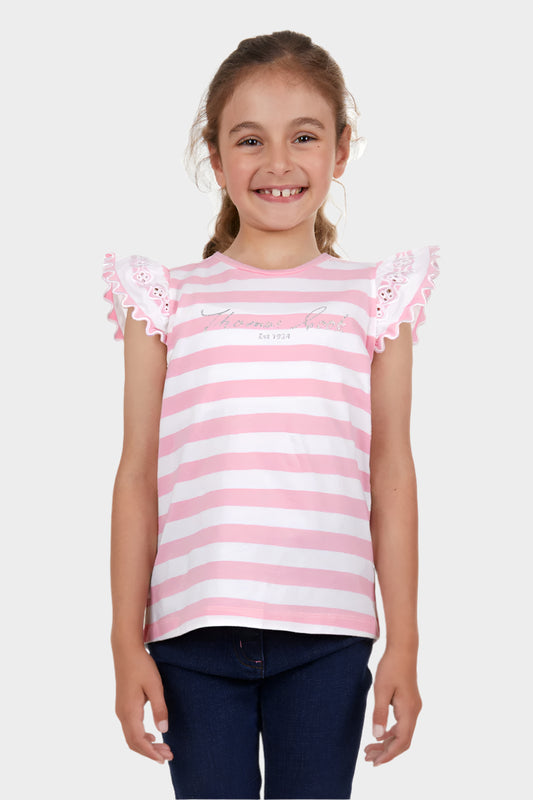 THOMAS COOK GIRLS EVA S/S TEE (PINK/WHITE)