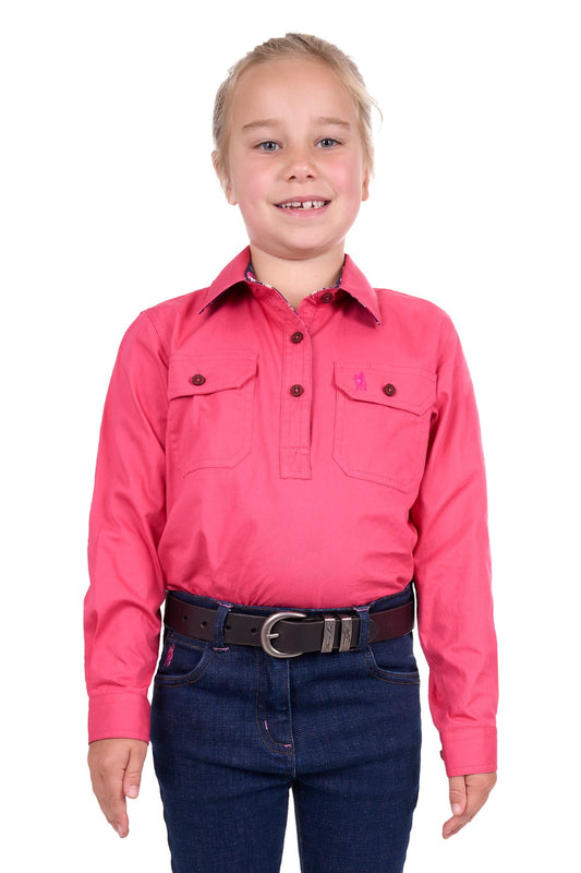THOMAS COOK GIRLS LIGHT HALF PLACKET L/S SHIRT (WATERMELON)