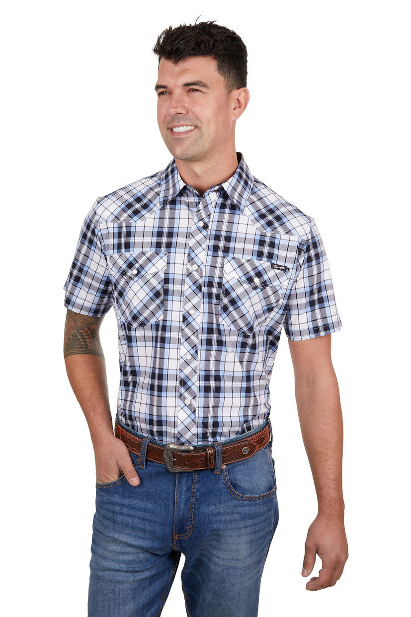 WRANGLER MENS TOBY S/S SHIRT (NAVY/BLUE)