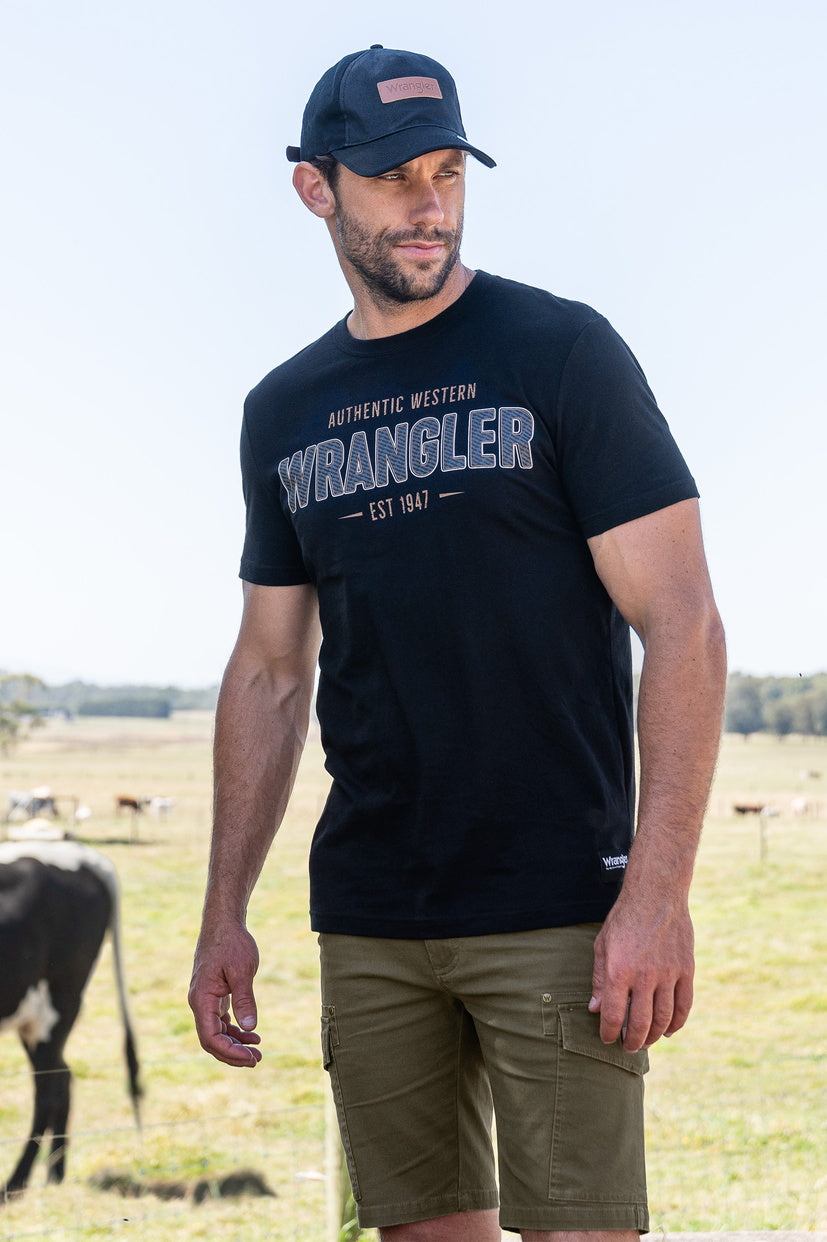 WRANGLER MENS AARON S/S TEE (BLACK)