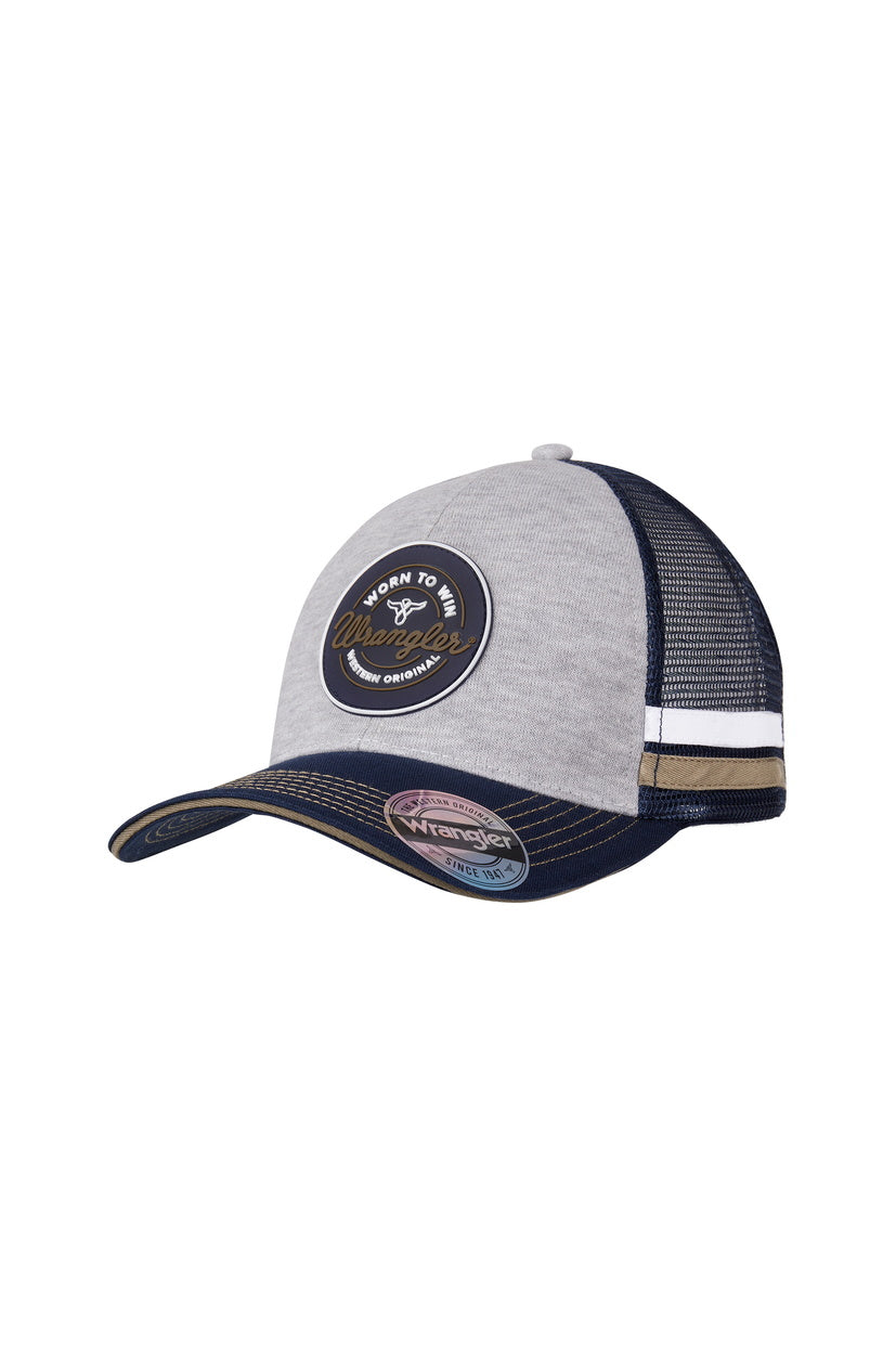 WRANGLER MENS ANDY TRUCKER CAP (GREY MARLE/NAVY)