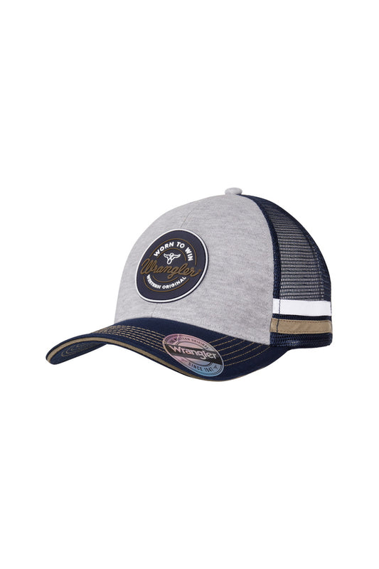 WRANGLER MENS ANDY TRUCKER CAP (GREY MARLE/NAVY)
