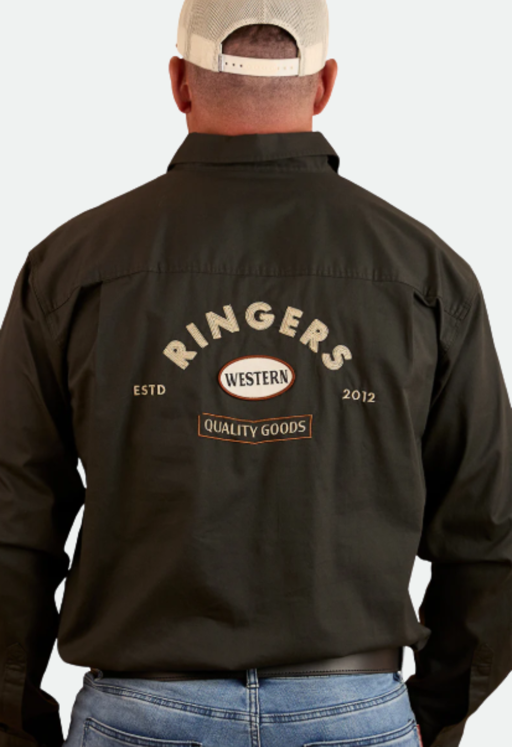 Ringers Western Condor Mens Half Button Work Shirt - Charcoal