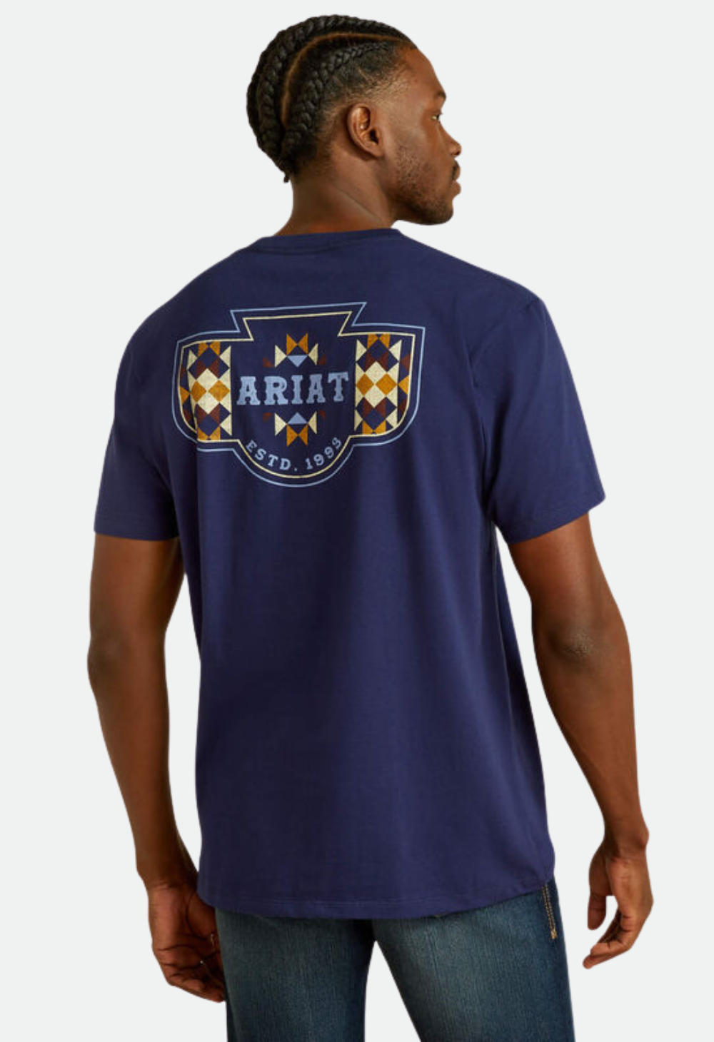 Ariat Men's Woven West T-Shirt - MEDIEVAL BLUE
