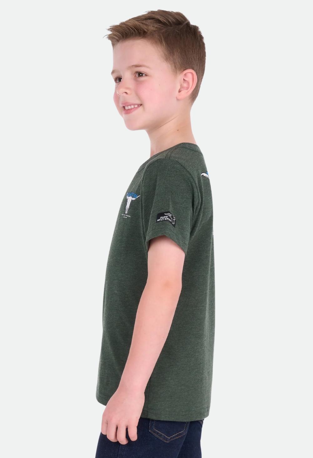 Pure Western Boys Tony SS Tee - Green Marle