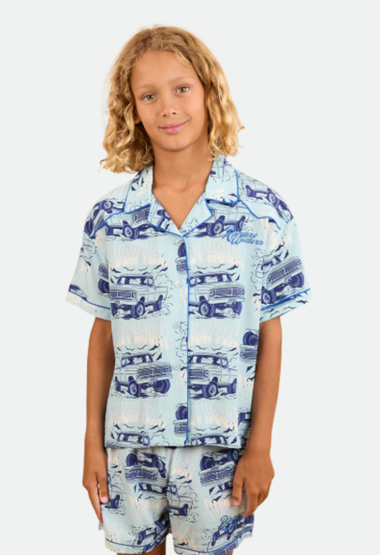 Ringers Western Kids Truck Yeah Short Pyjama Set - Light Blue