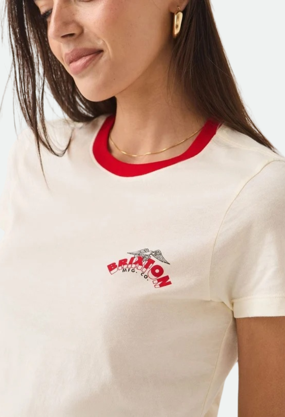 Brixton Women's Banner Slim Crew Tee - Off White