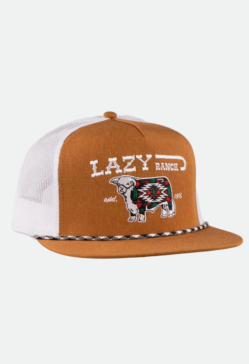 Lazy J Ranch Brown & White Alpine Classic Rope Trucker Hat