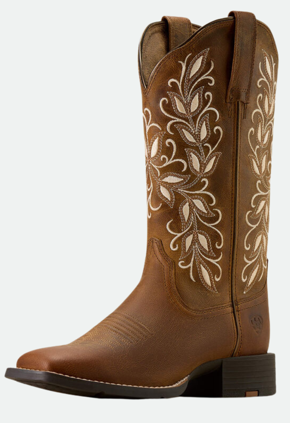 Ariat Womens Round Up Holly Wide Square Toe Western Boot - PEARL