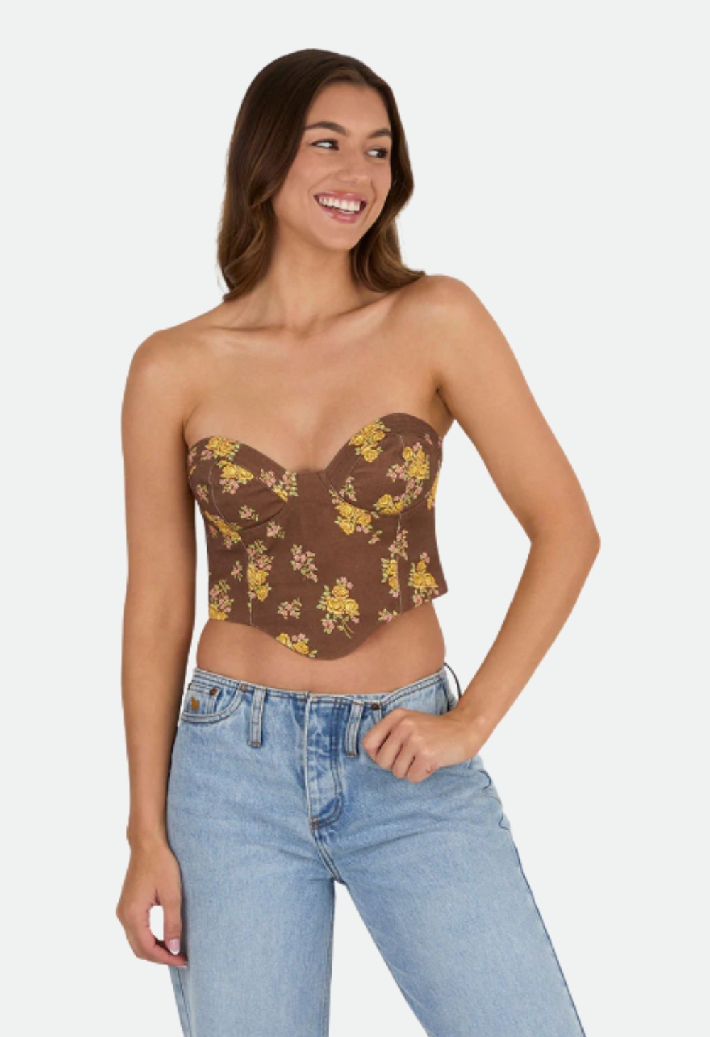 Ringers Western Womens Madison Shirred Corset Top - Toffee