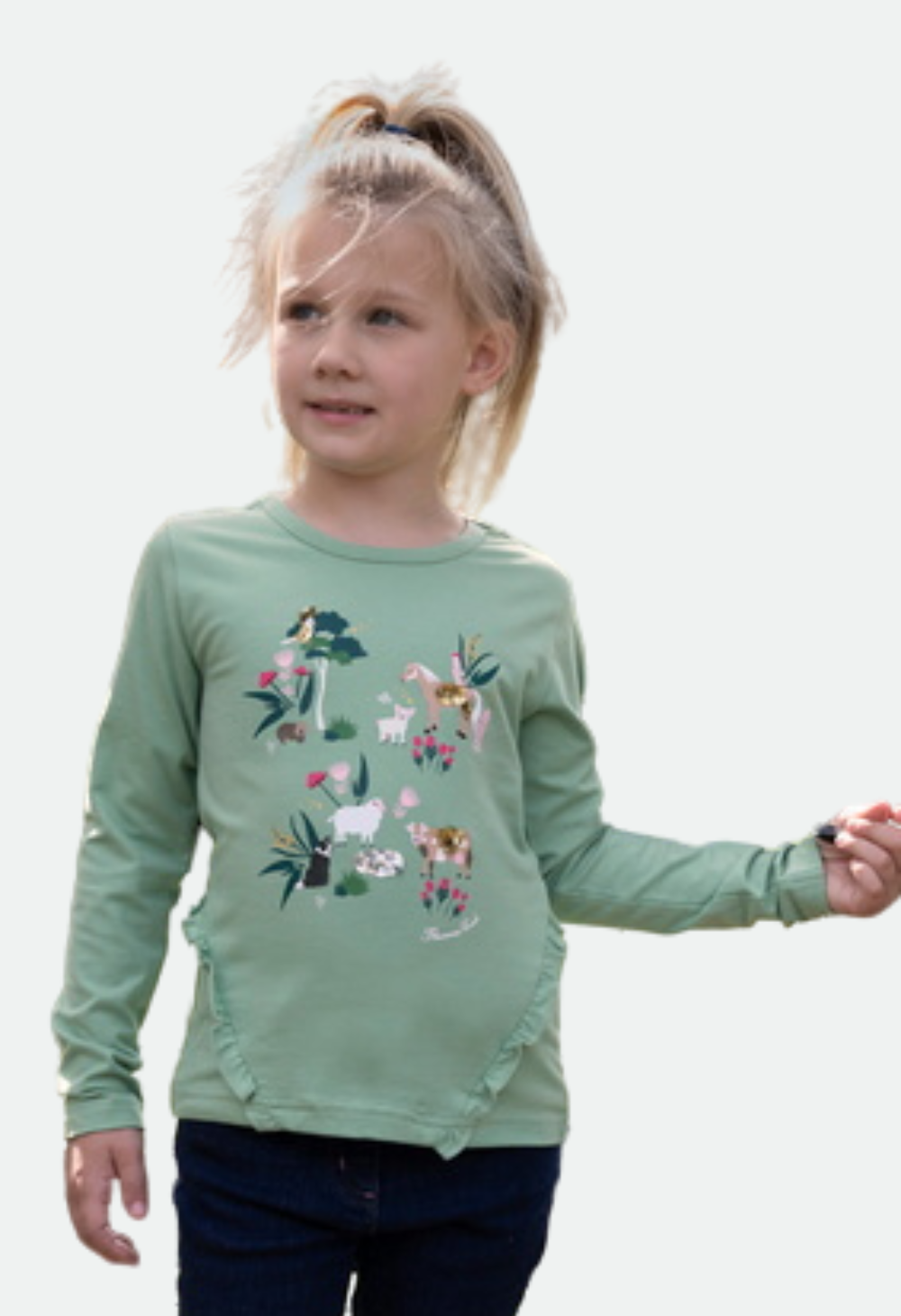 THOMAS COOK GIRLS DAHLIA LS TEE (SAGE) - CLEARANCE – No Exchanges or Refunds