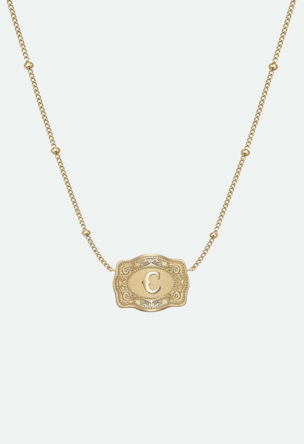 SpurWest Ultra Mini Belt Buckle Necklace (Initial) - Gold