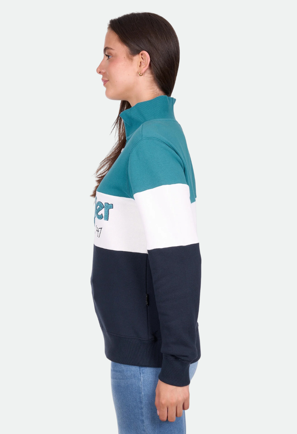 Wrangler Women’s Dana 1/4 Zip Pullover - Navy/Teal