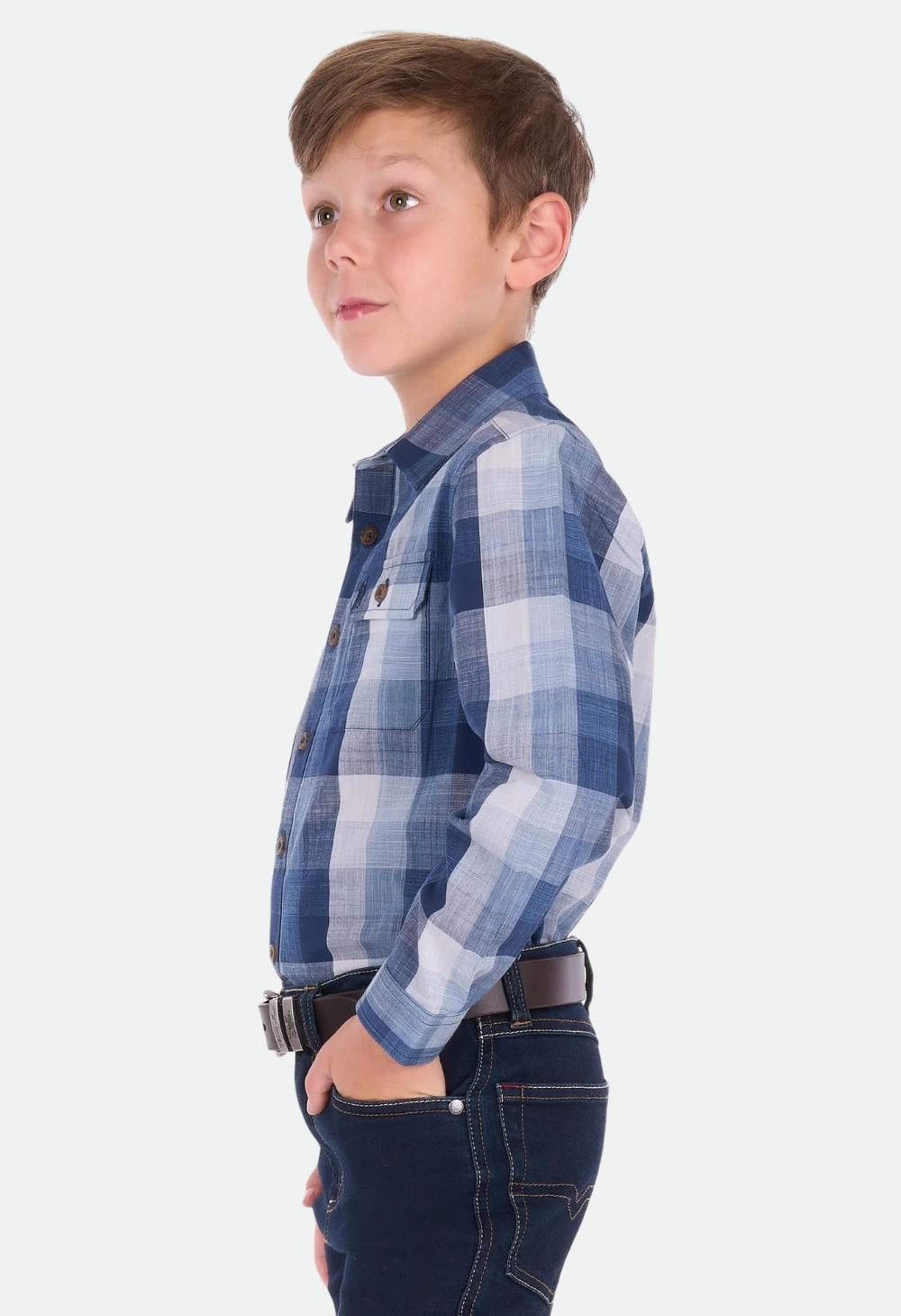 Thomas Cook Boys Oscar 2 Pocket Long Sleeve Shirt - Navy