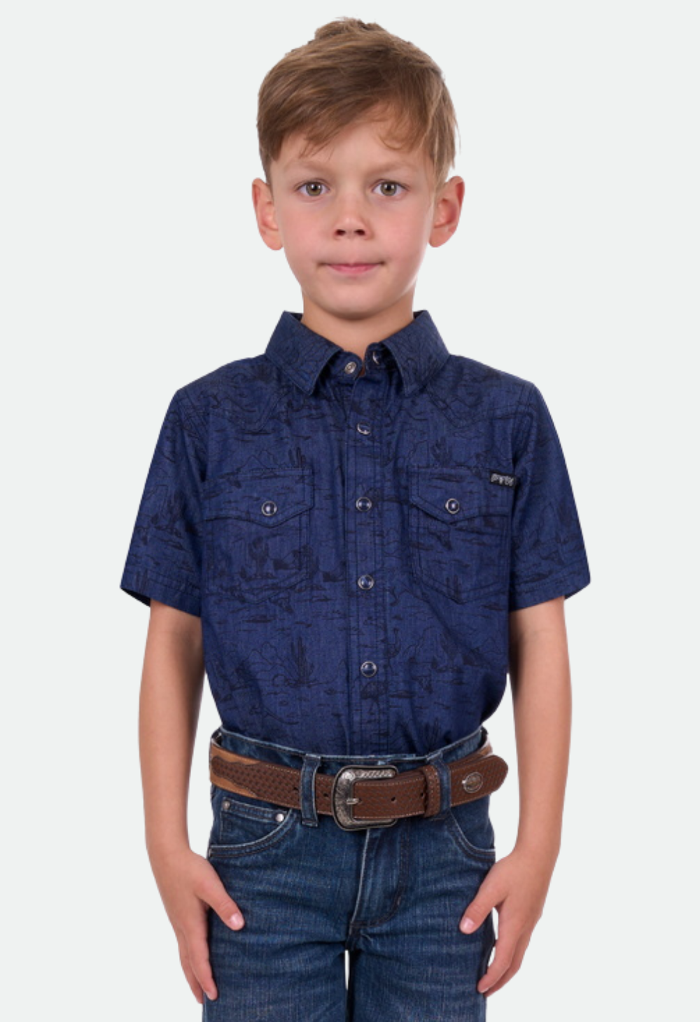 PURE WESTERN BOYS DREW SS SHIRT (DENIM)