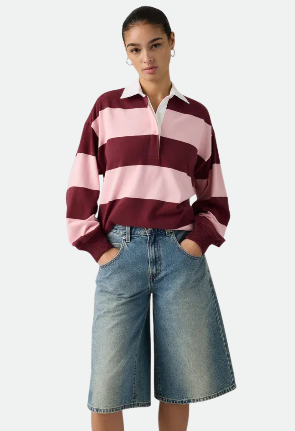 Levi's® Women's Reenie Rugby Long-Sleeve - Katie Stripe Coral Blush
